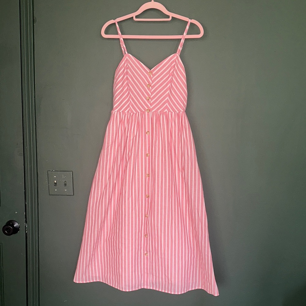Pink Striped Button-Down Dress